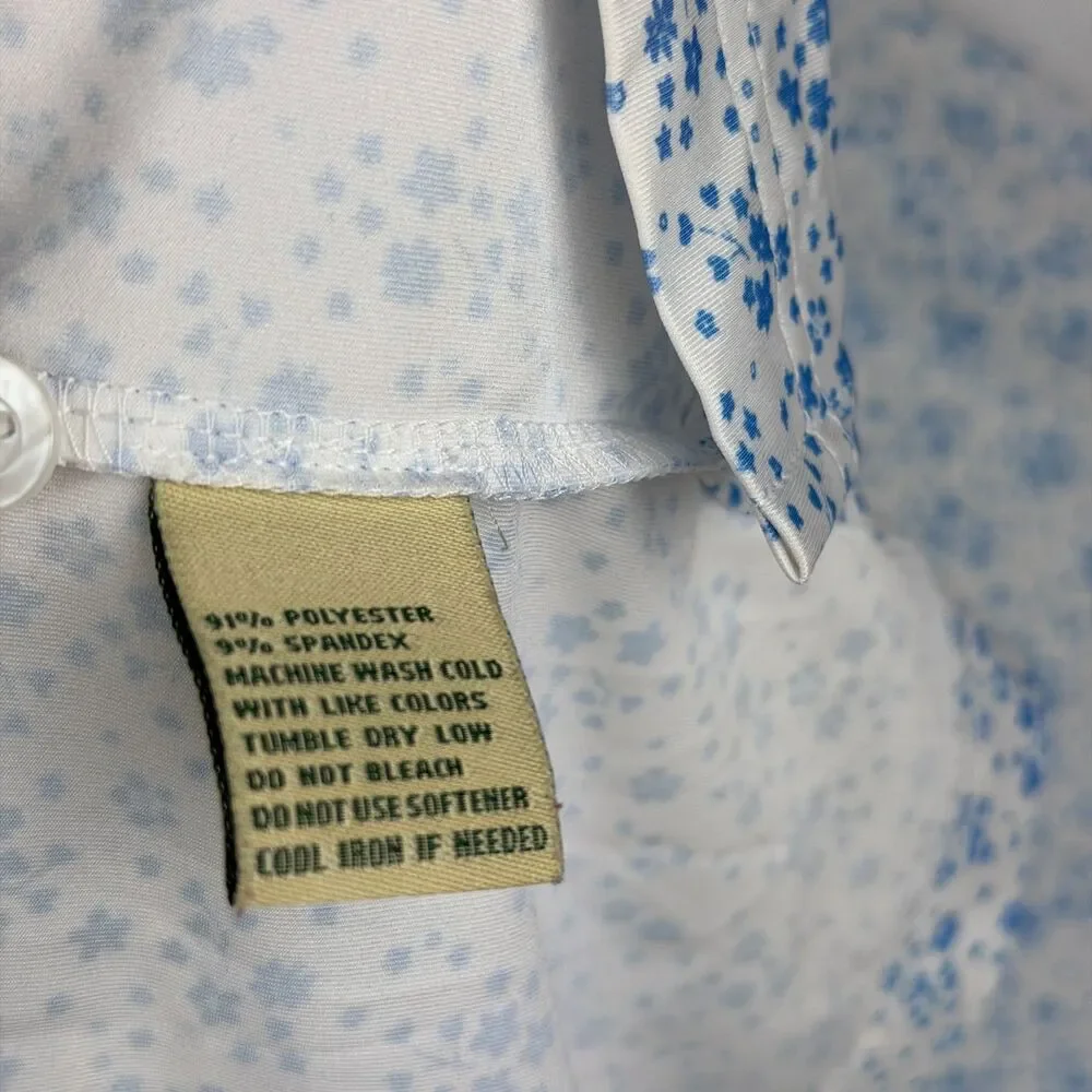 Donald Ross Men's Large Floral Performance Golf Polo Blue White Stretch